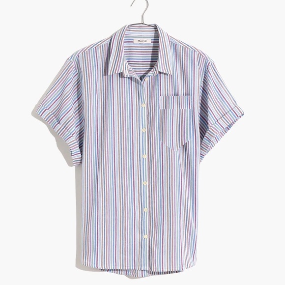 Madewell Tops - Madewell Chronicle Rainbow Stripe Casual Button Down Cotton Shirt